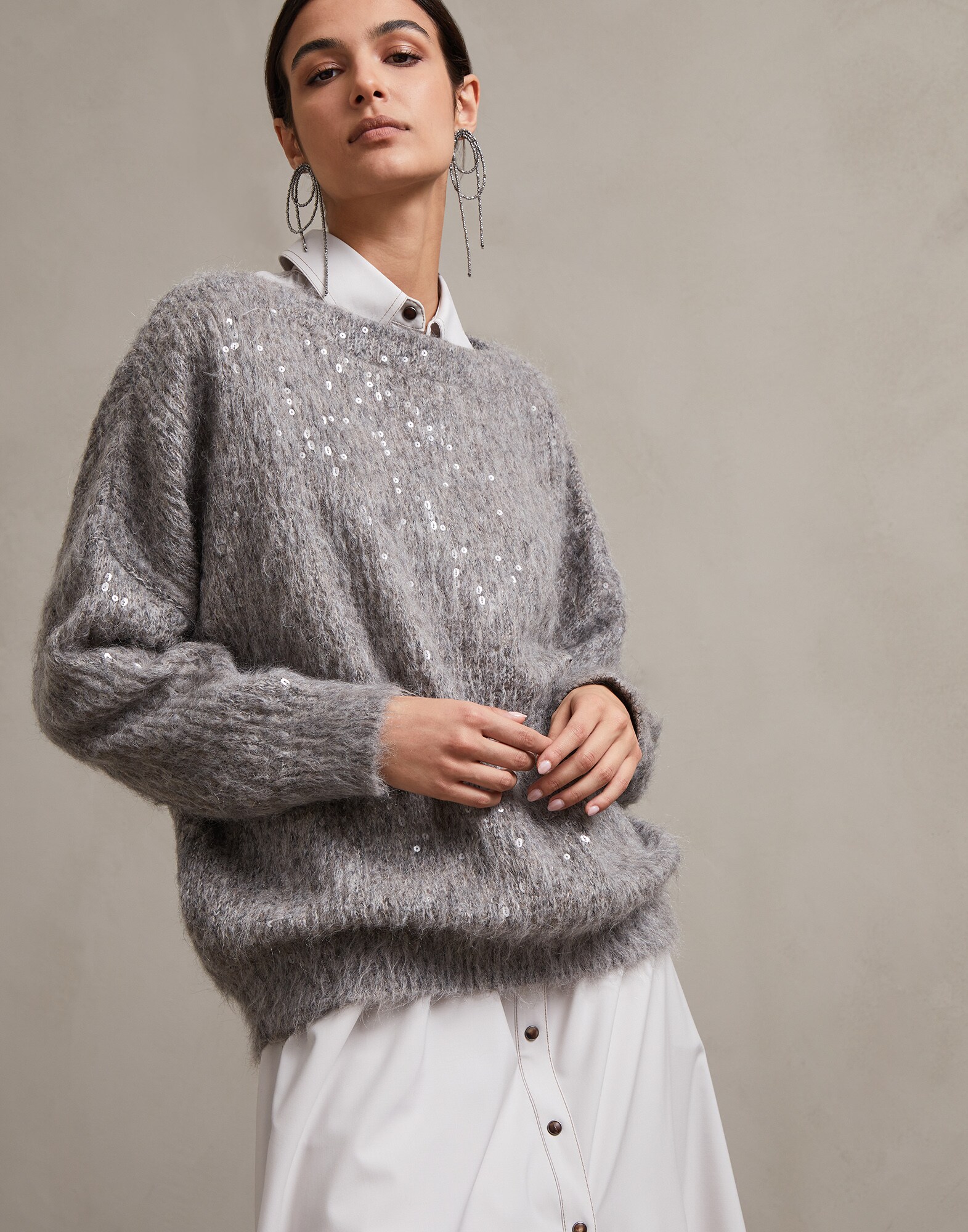 宽领口 灰色 女款 1 - Brunello Cucinelli