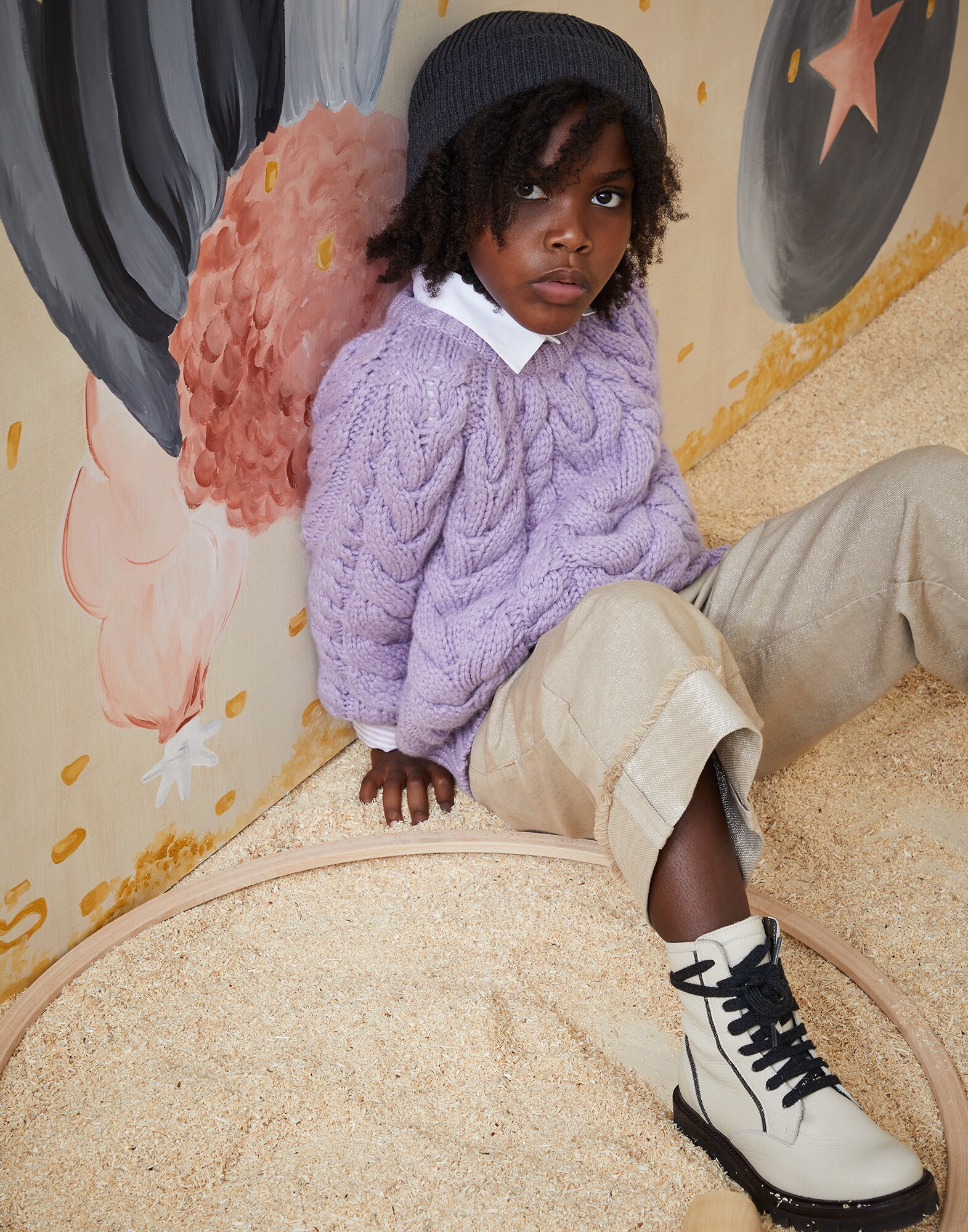 Crewneck Sweater Lilac Girl 3 - Brunello Cucinelli