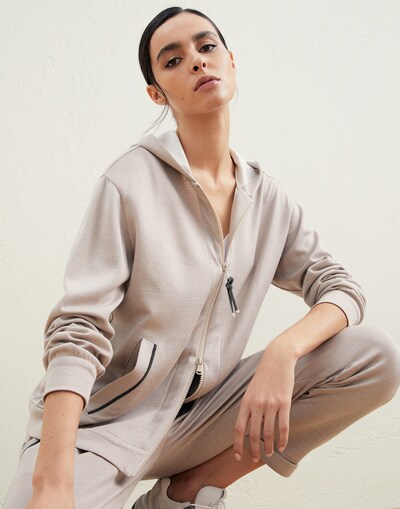 Sweatshirt with monili Beige Woman - Brunello Cucinelli 