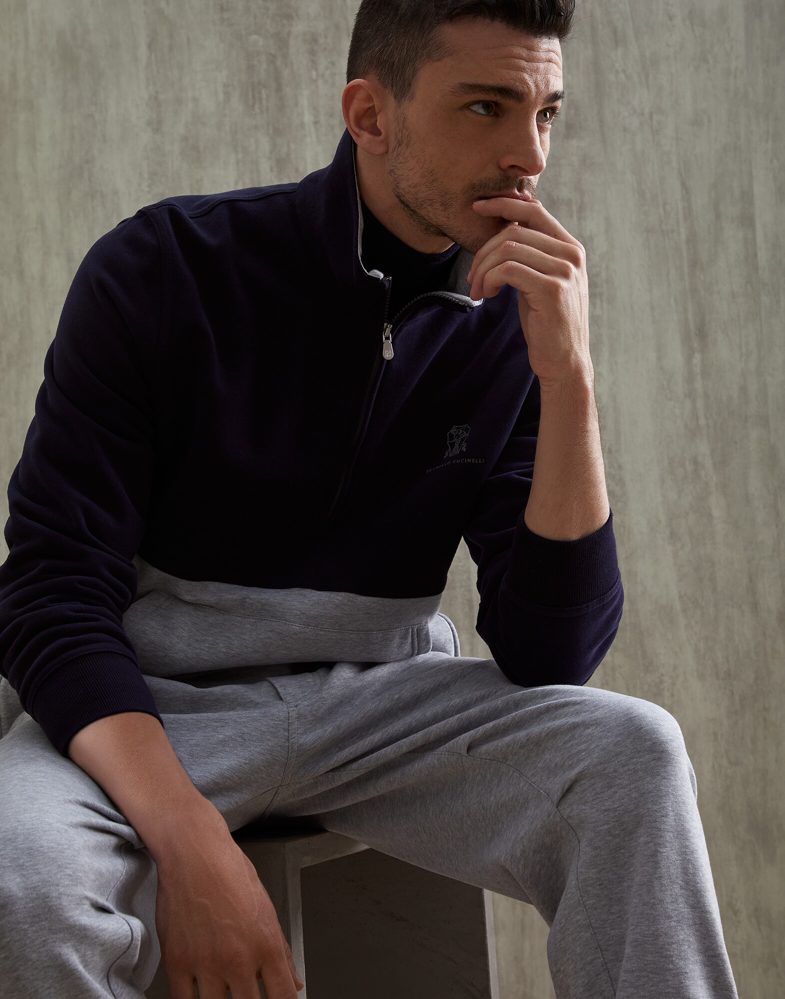 French terry sweatshirt Grey Man - Brunello Cucinelli