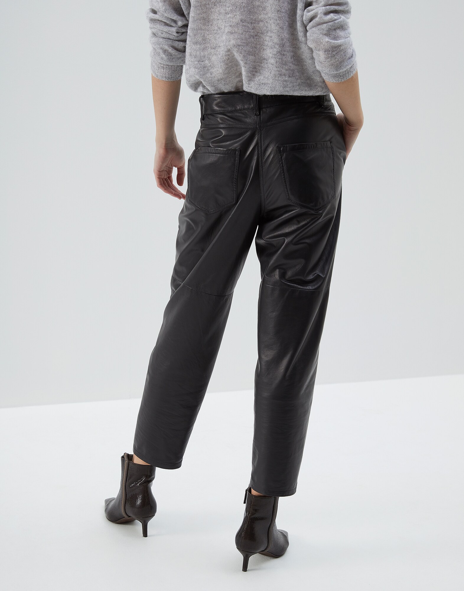 Leather Trousers Black Woman 1 - Brunello Cucinelli
