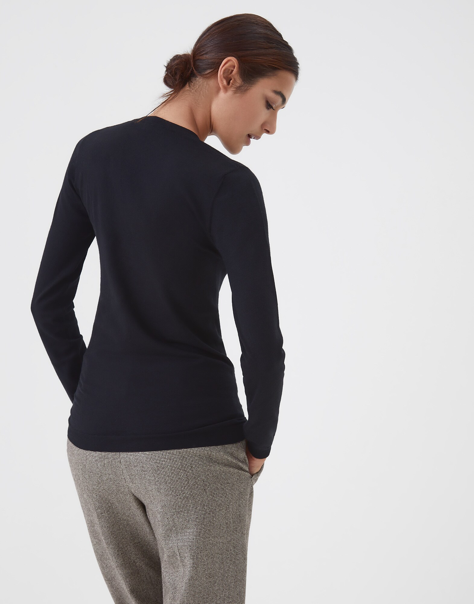 V-neck Sweater Black Woman 1 - Brunello Cucinelli