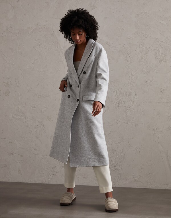 Double cloth coat Light Grey Woman - Brunello Cucinelli 