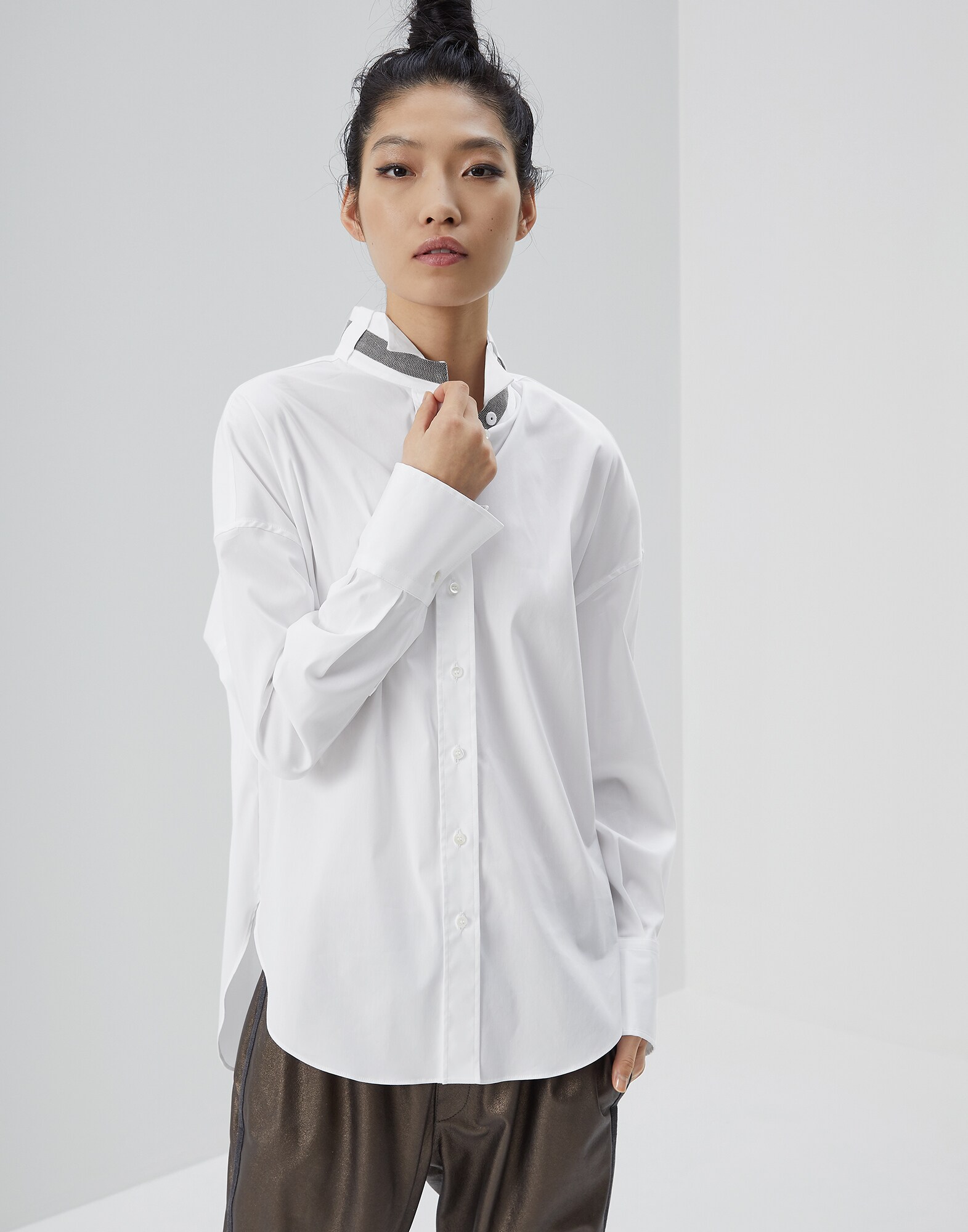 全棉衬衫 白色 女款 1 - Brunello Cucinelli