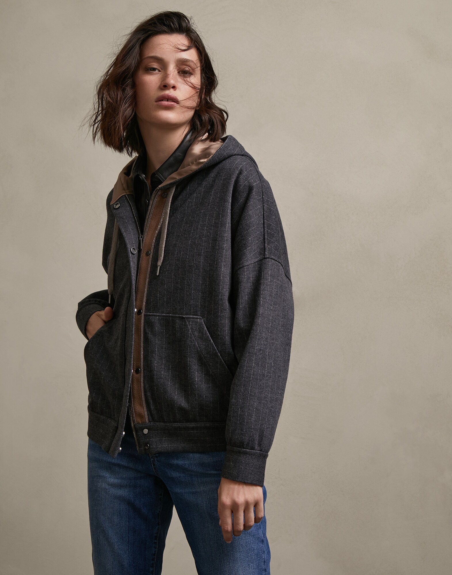 Sweatshirt Anthracite Woman 1 - Brunello Cucinelli