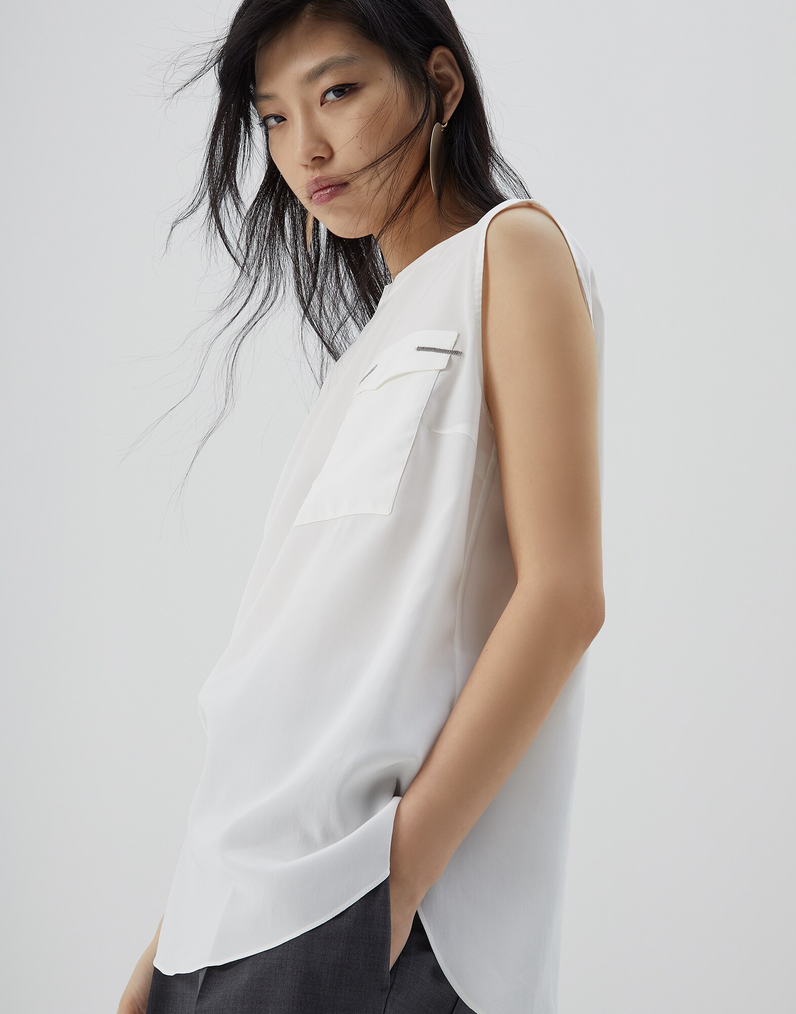 Top Light Grey Woman 0 - Brunello Cucinelli