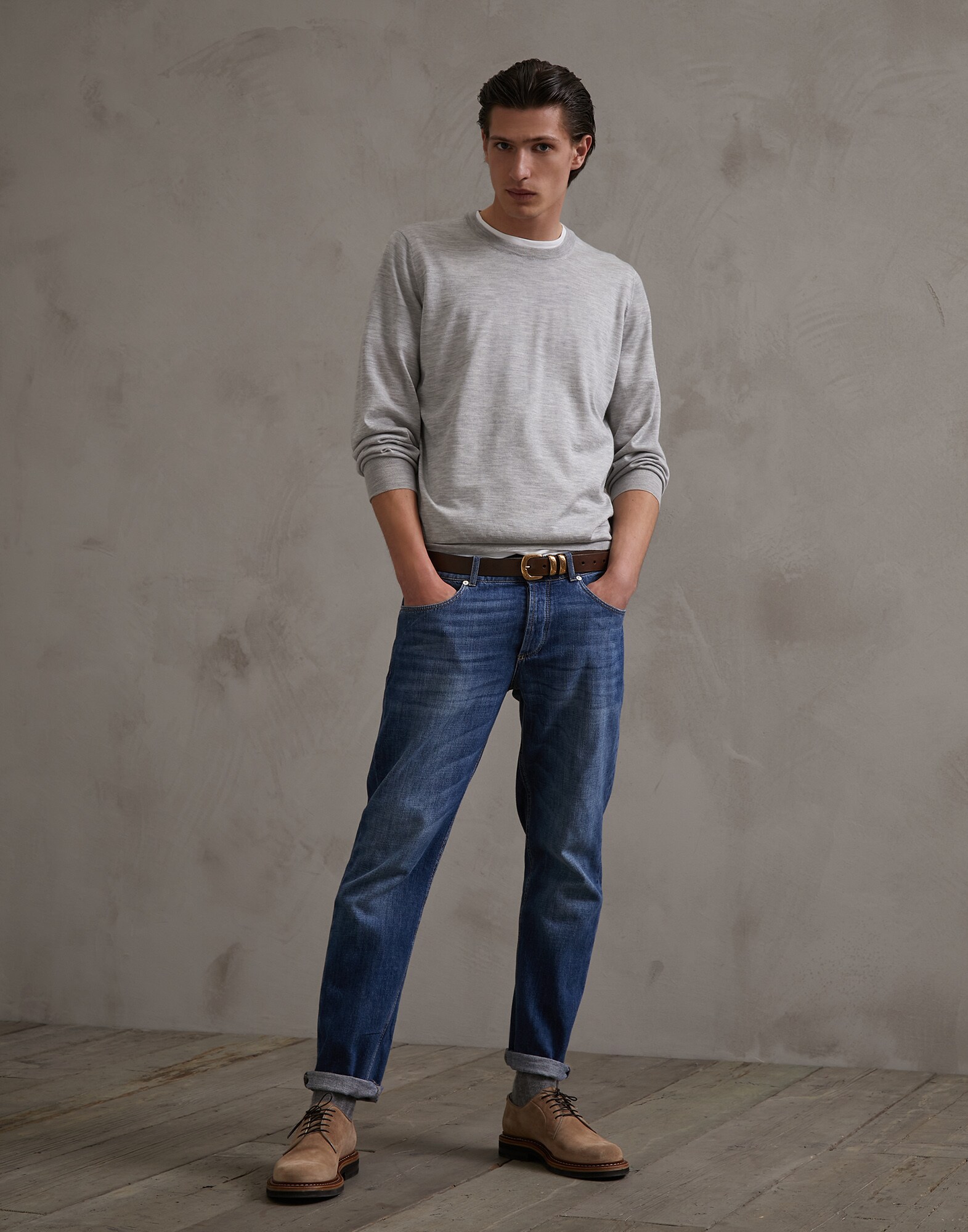 圆领针织衫 卵石 男款 4 - Brunello Cucinelli