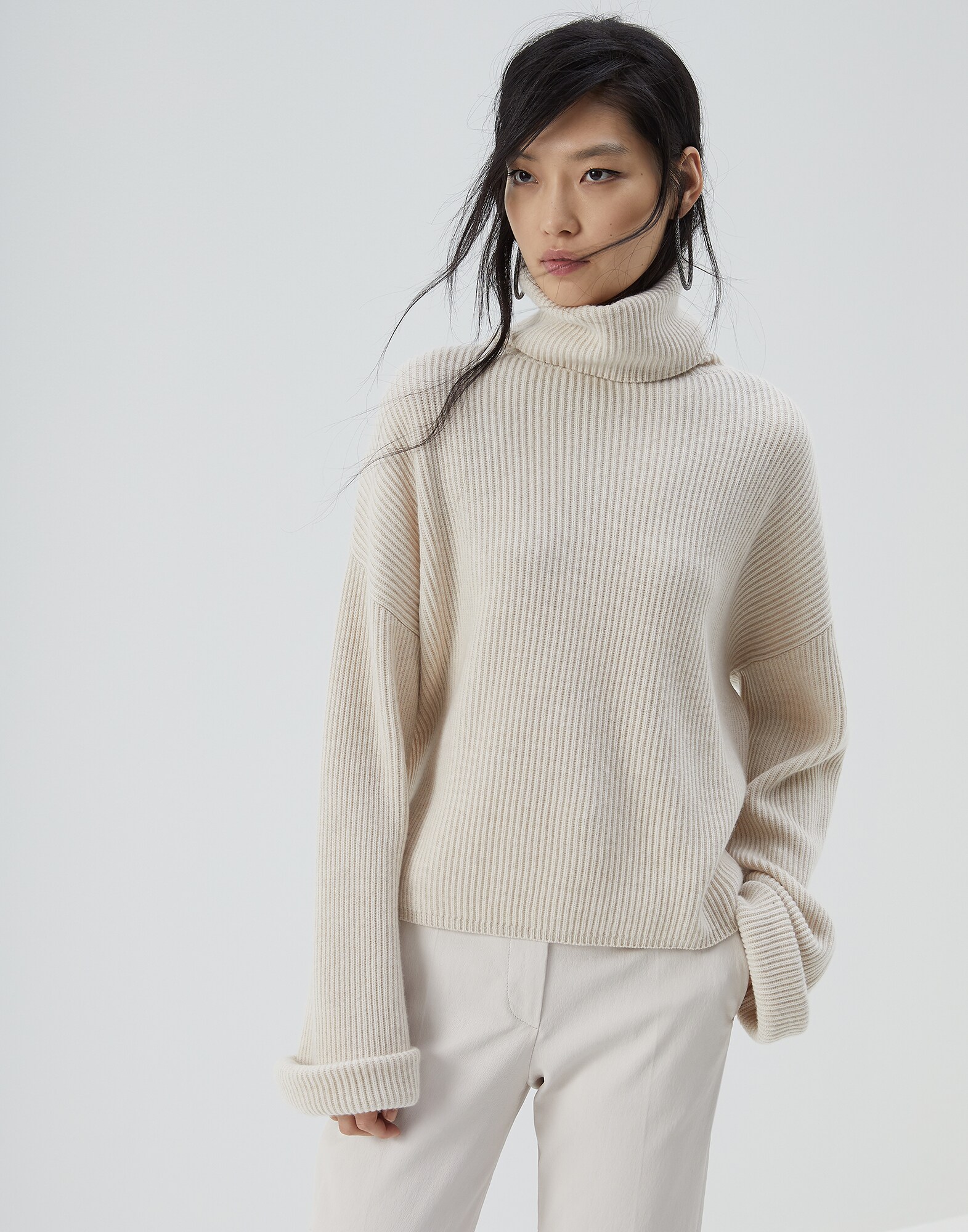 高领针织衫 贝壳 女款 0 - Brunello Cucinelli