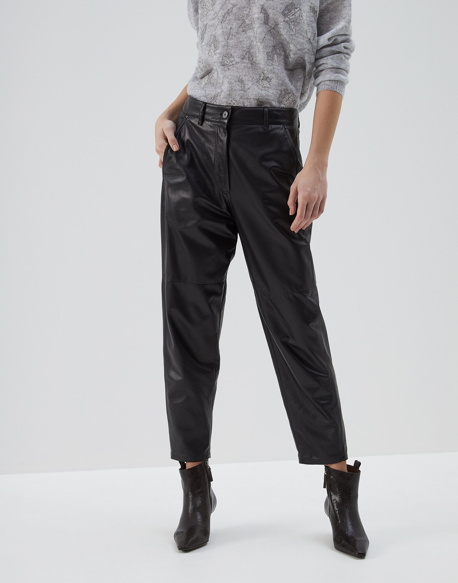 Leather Trousers Black Woman 0 - Brunello Cucinelli