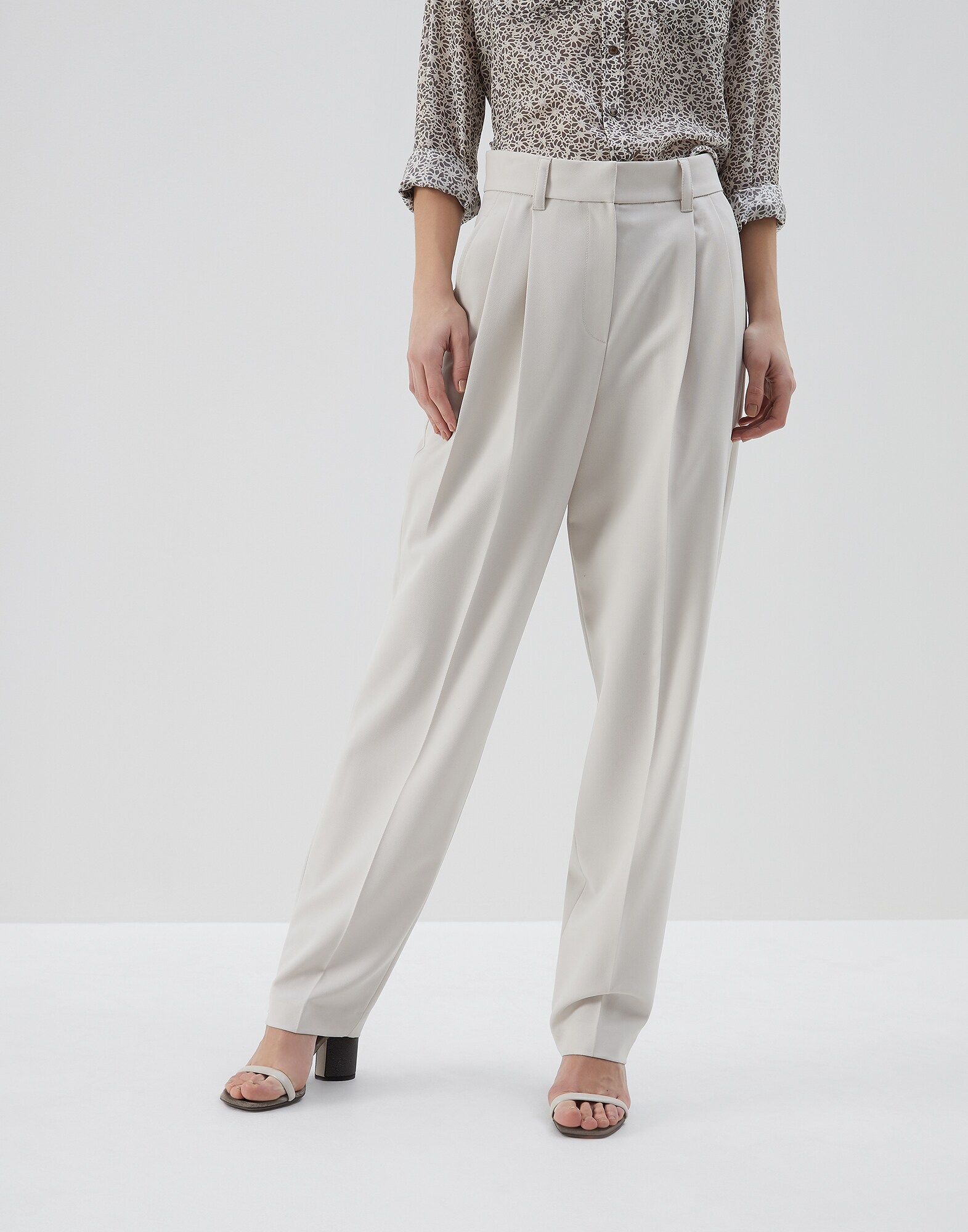 Trousers Milk Woman 0 - Brunello Cucinelli