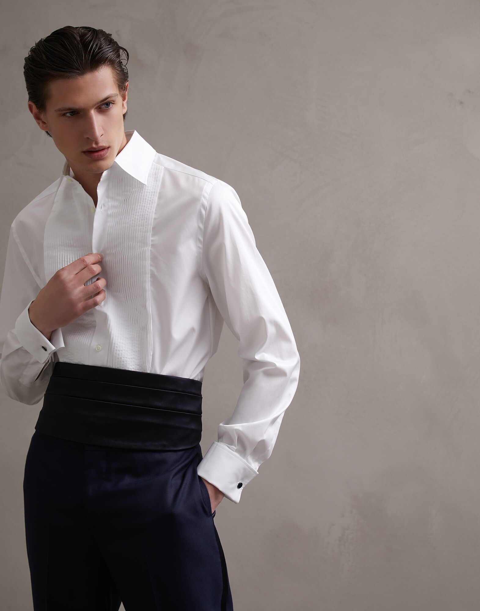 礼服衬衫 白色 男款 0 - Brunello Cucinelli
