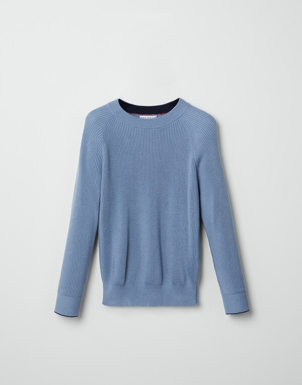 English Rib knit sweater Sky Blue Boy - Brunello Cucinelli