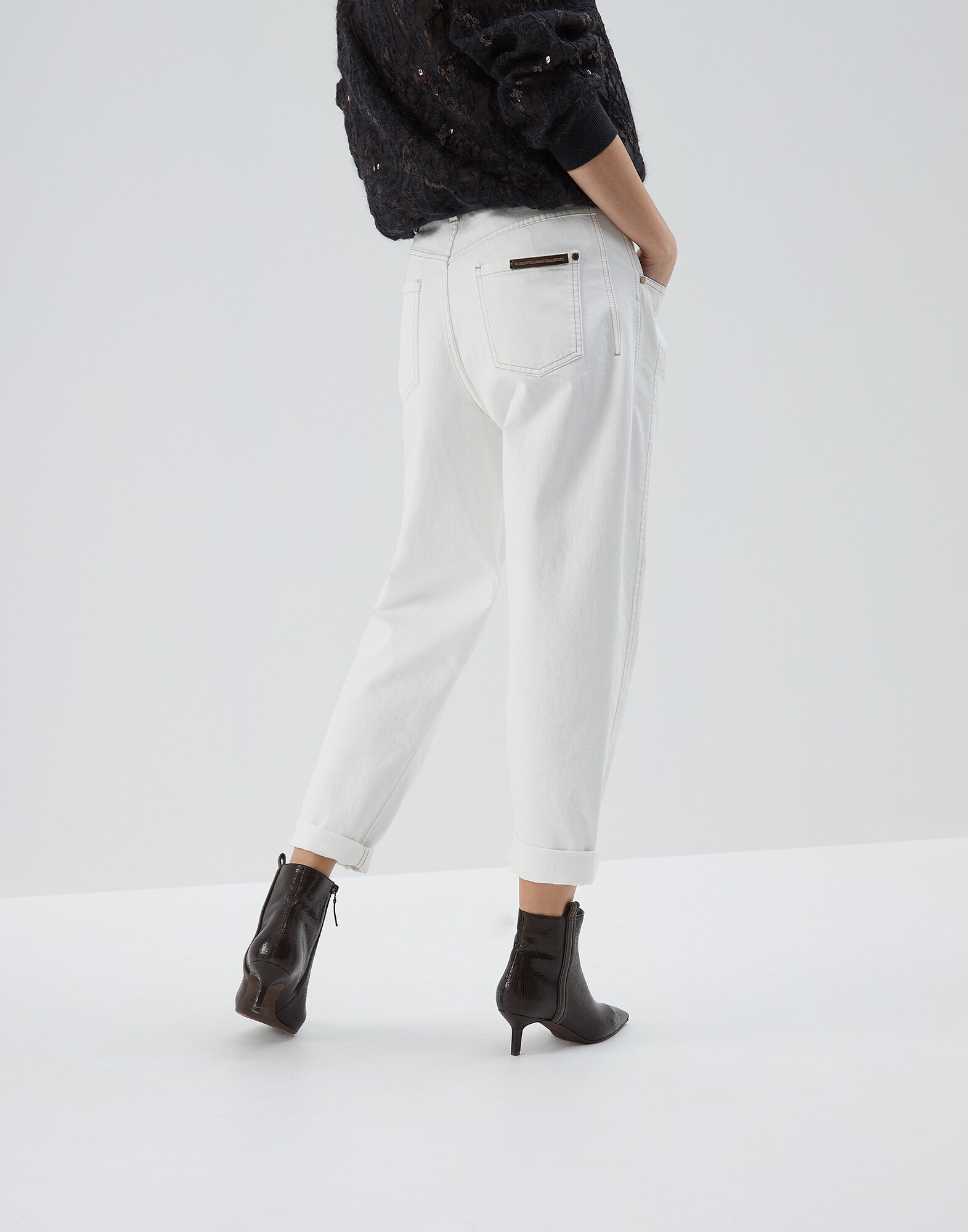 Denim Trousers White Woman 1 - Brunello Cucinelli