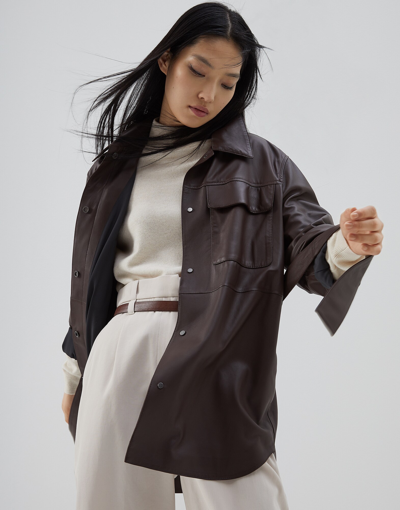 皮革 深棕色 女款 4 - Brunello Cucinelli