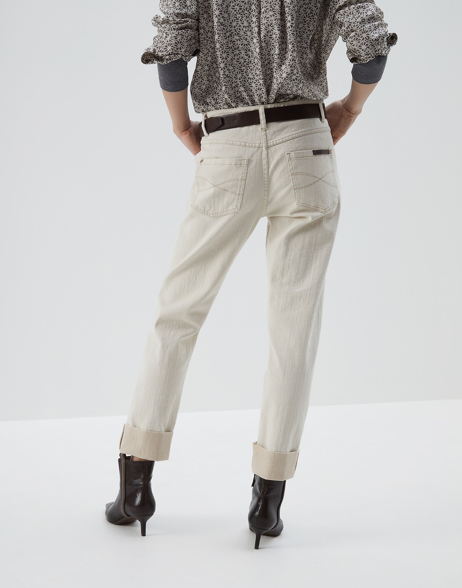 Denim Trousers Beige Woman 1 - Brunello Cucinelli