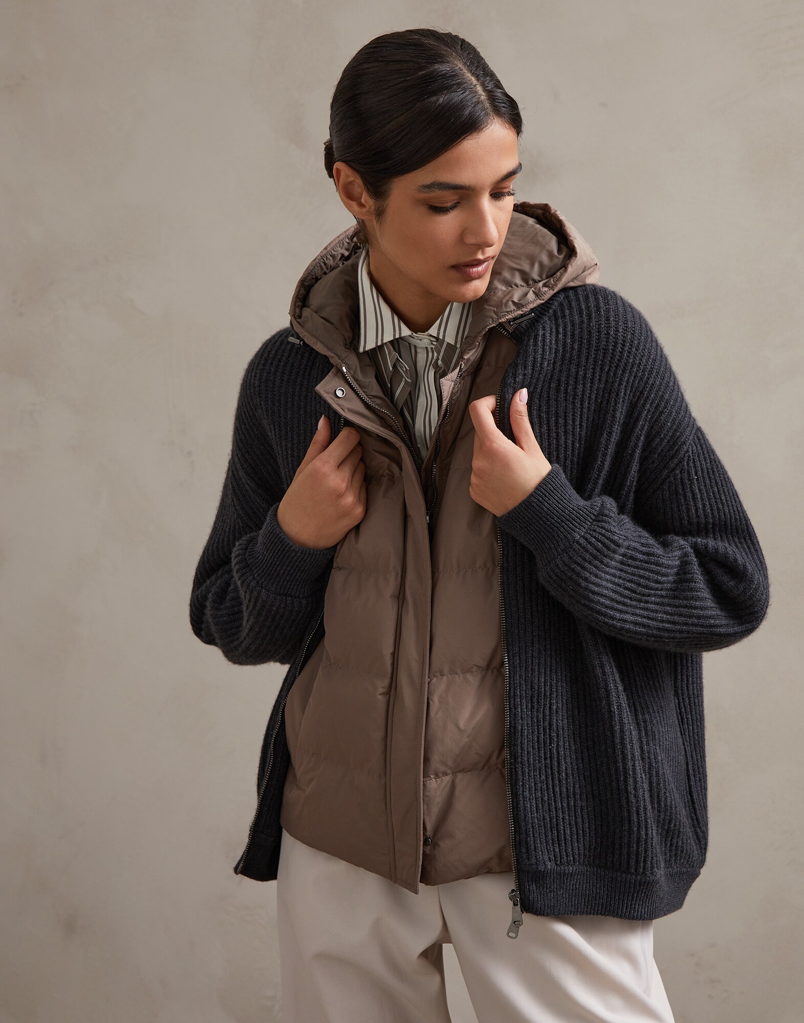 Knit Outerwear Lignite Woman 0 - Brunello Cucinelli