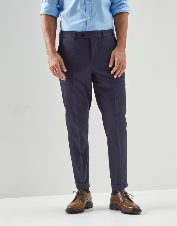 Houndstooth trousers Navy Blue Man - Brunello Cucinelli 