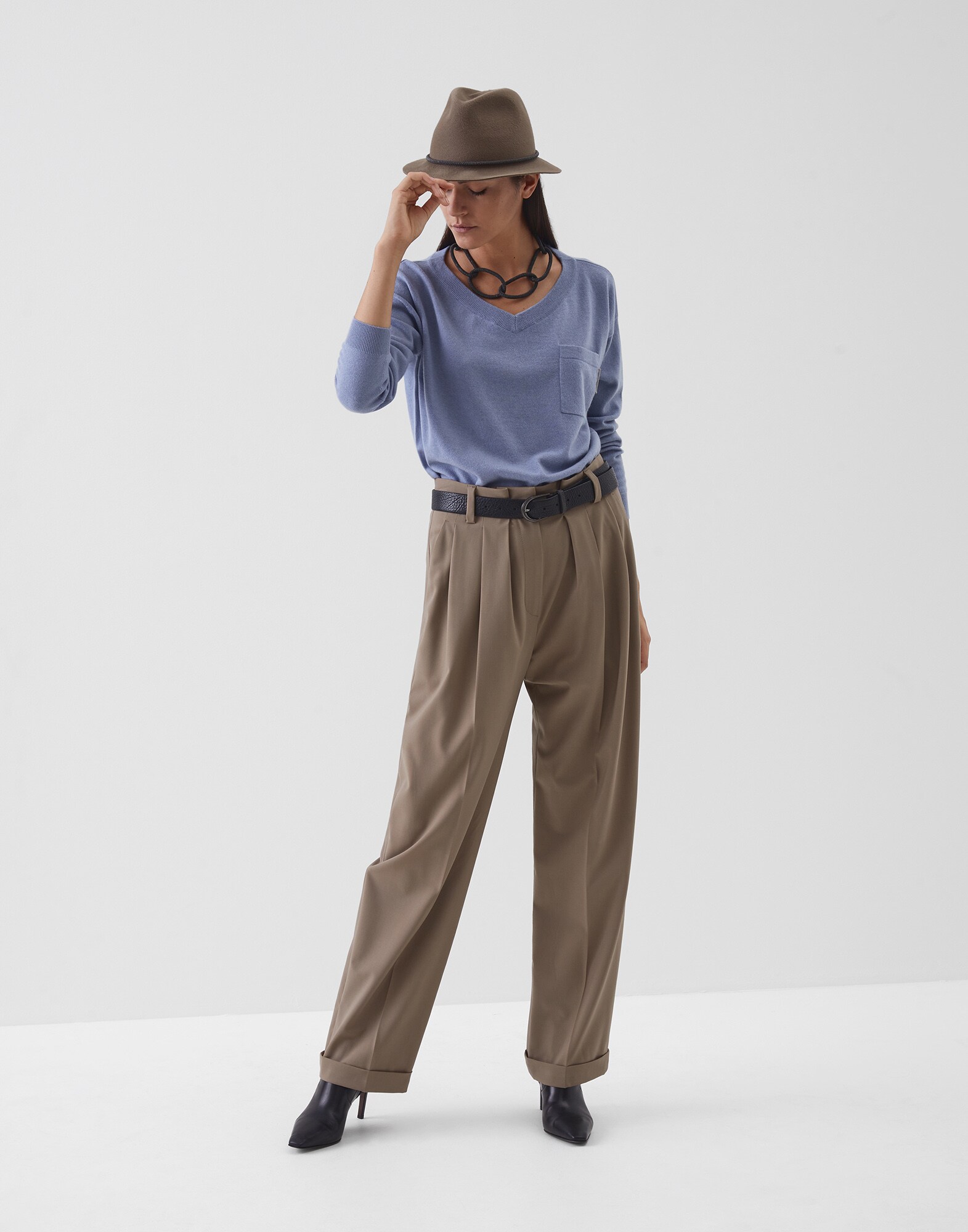 Scoop Neck Sky Blue Woman 4 - Brunello Cucinelli