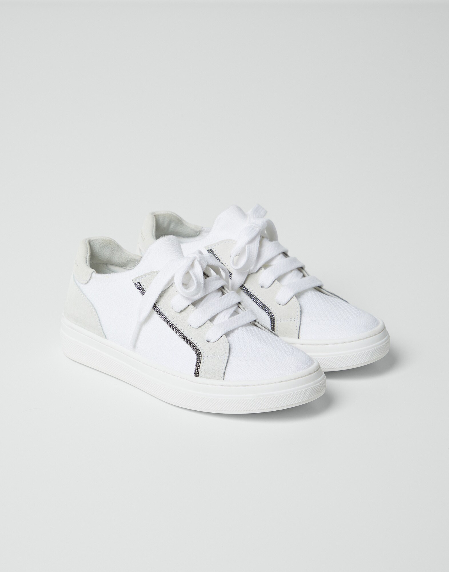 Suede and knit sneakers White Girl - Brunello Cucinelli