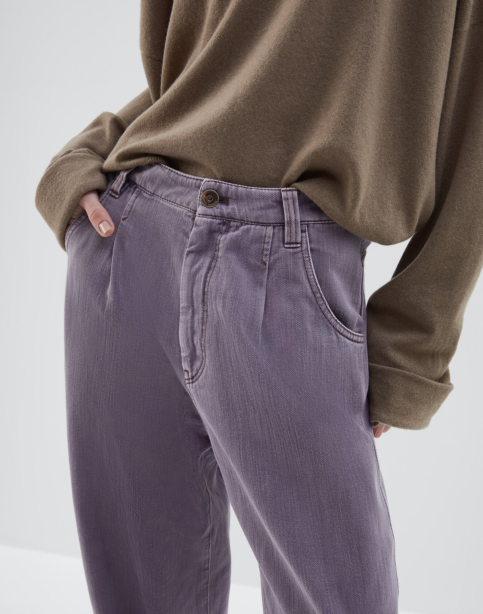 Denim Trousers Mauve Woman 2 - Brunello Cucinelli