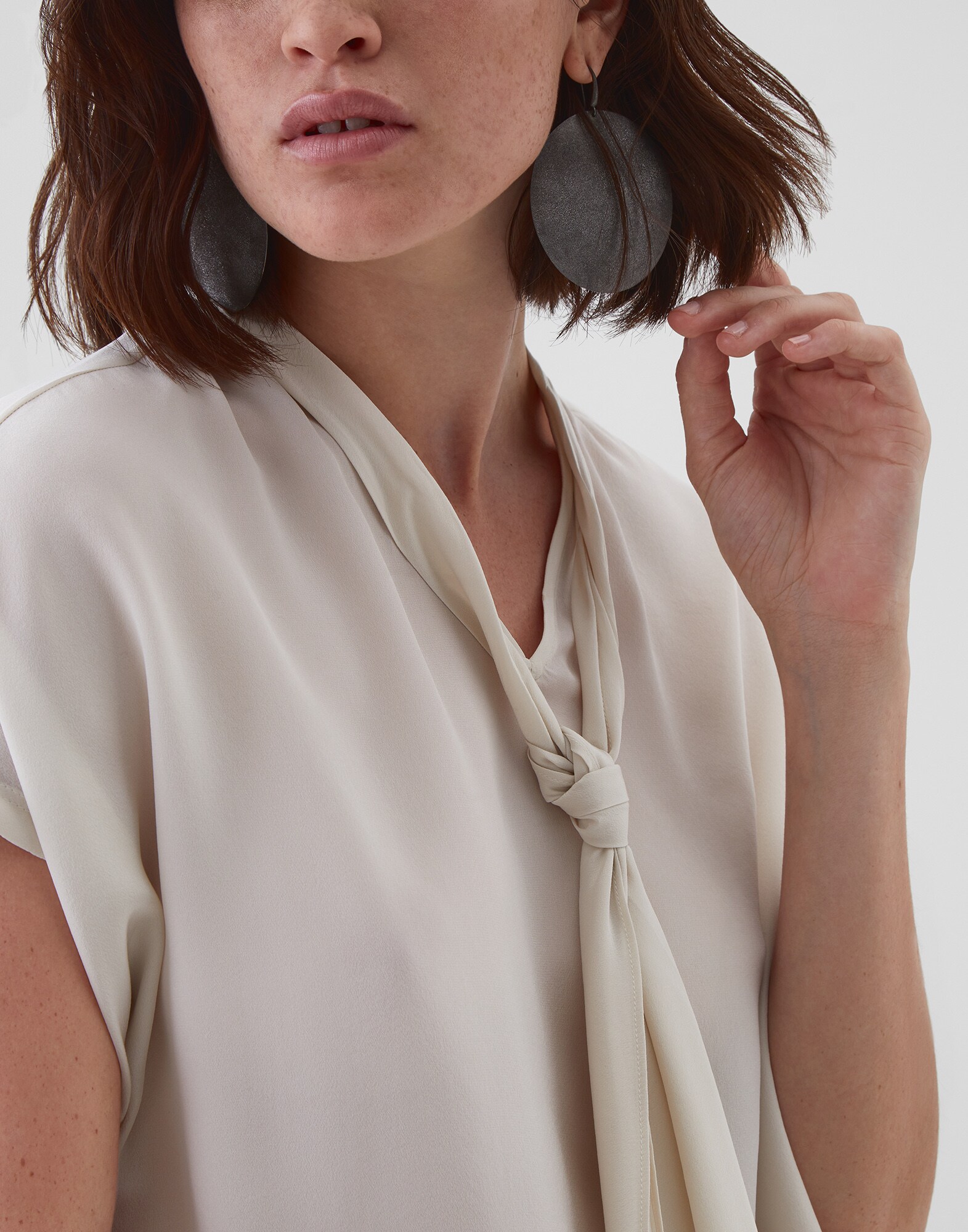 Short Sleeve T-Shirt Vanilla Woman 2 - Brunello Cucinelli