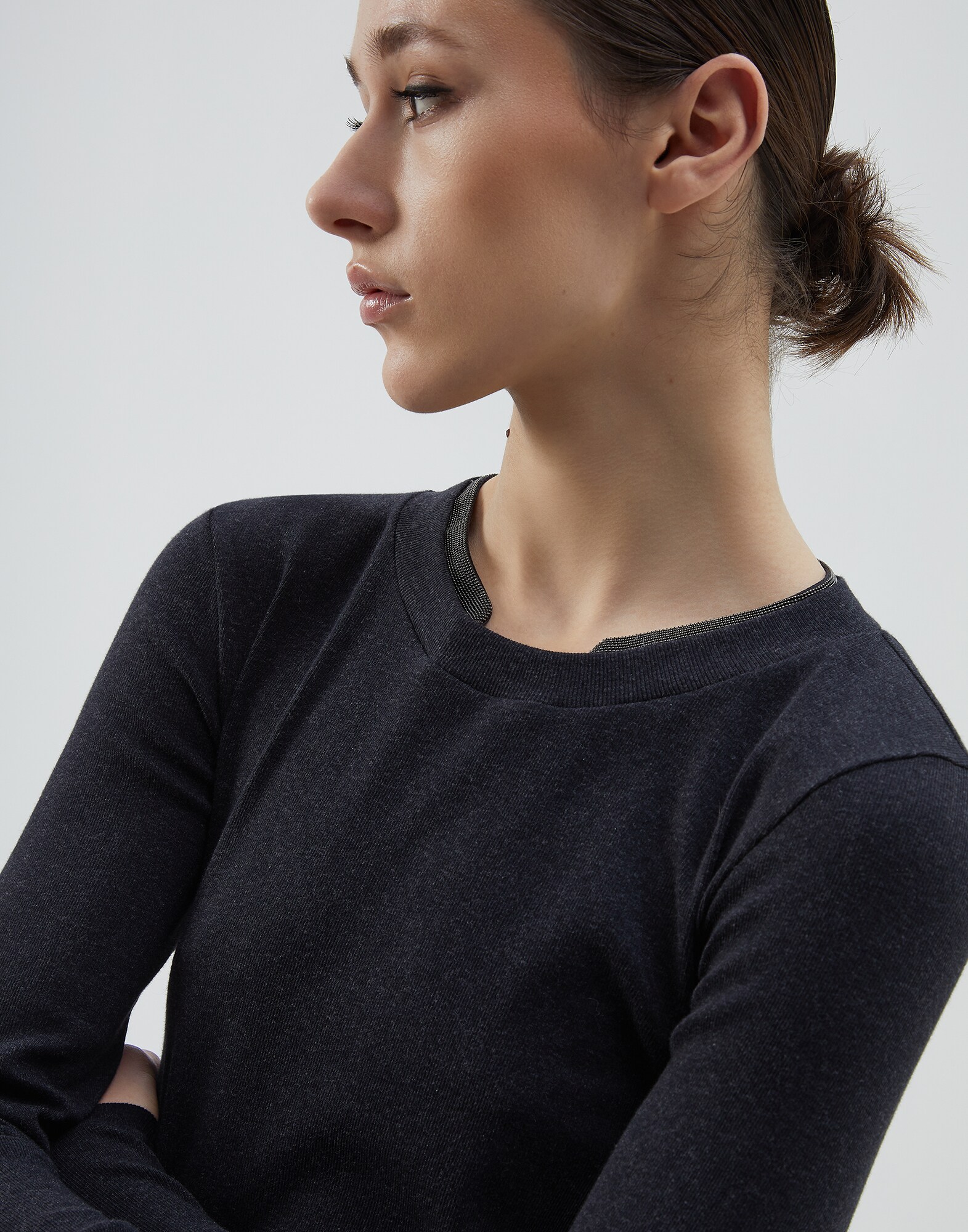 长袖T裇 钢灰色 女款 3 - Brunello Cucinelli
