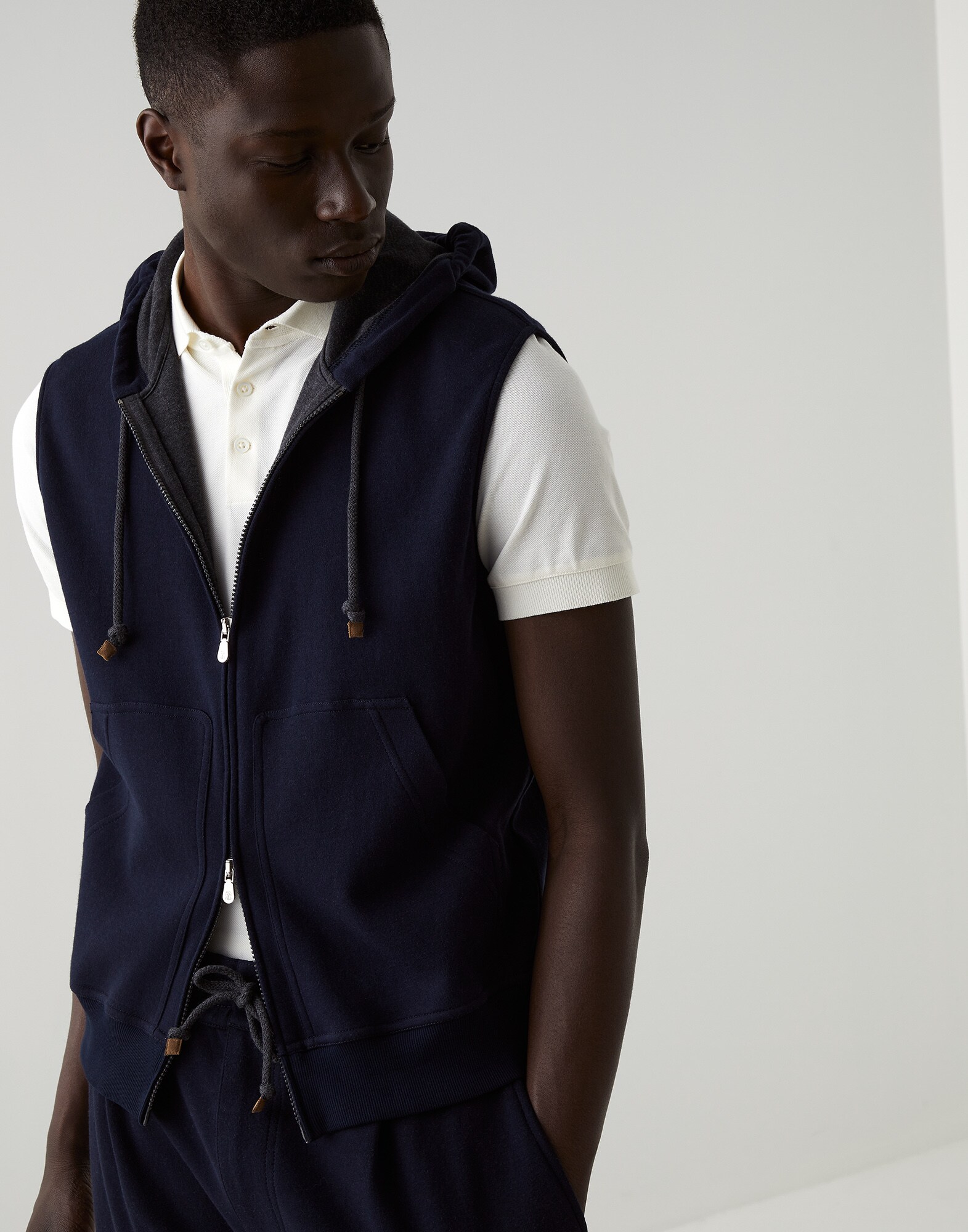 Interlock sweatshirt Navy Blue Man - Brunello Cucinelli