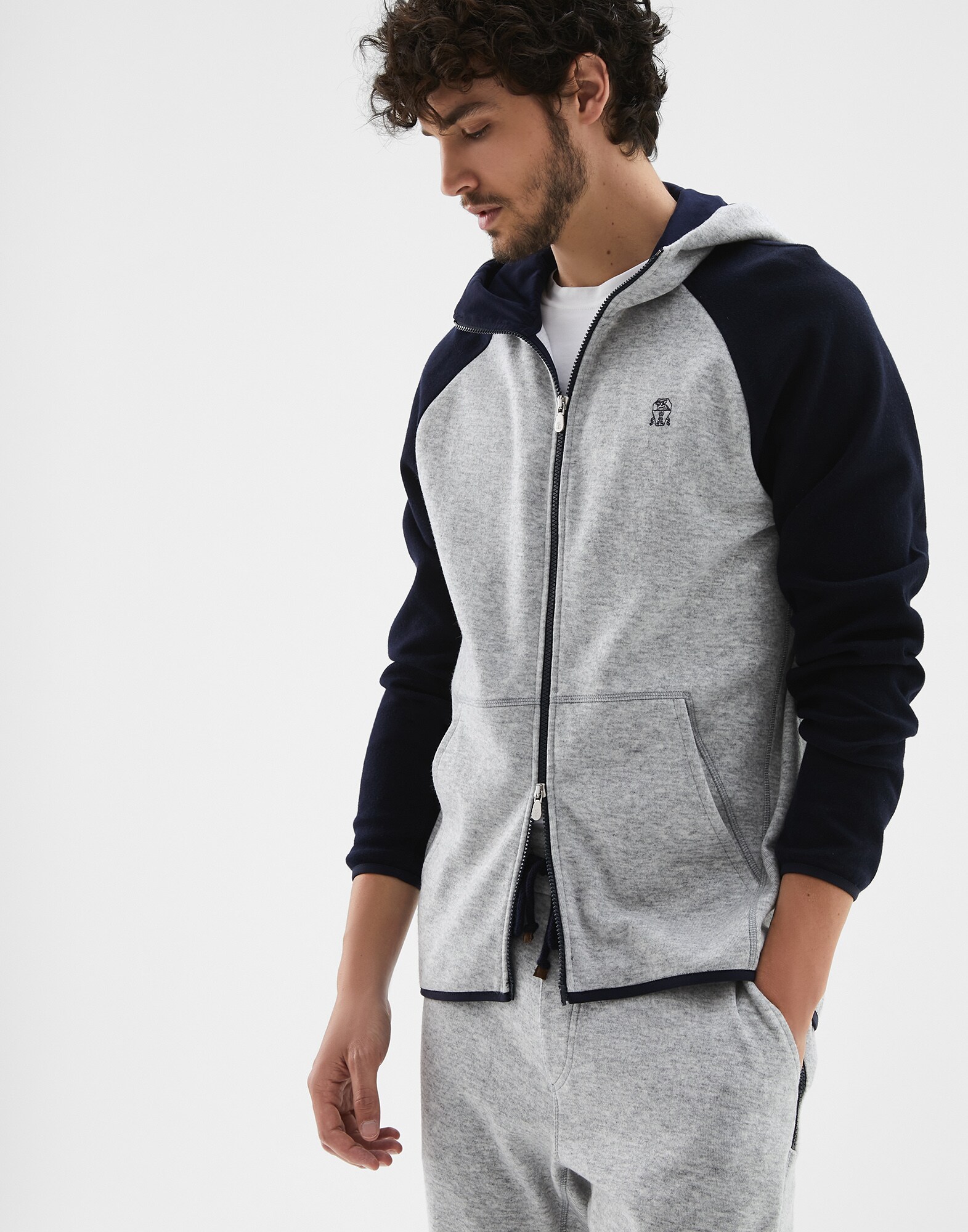 Sweatshirt Pearl Grey Man 0 - Brunello Cucinelli