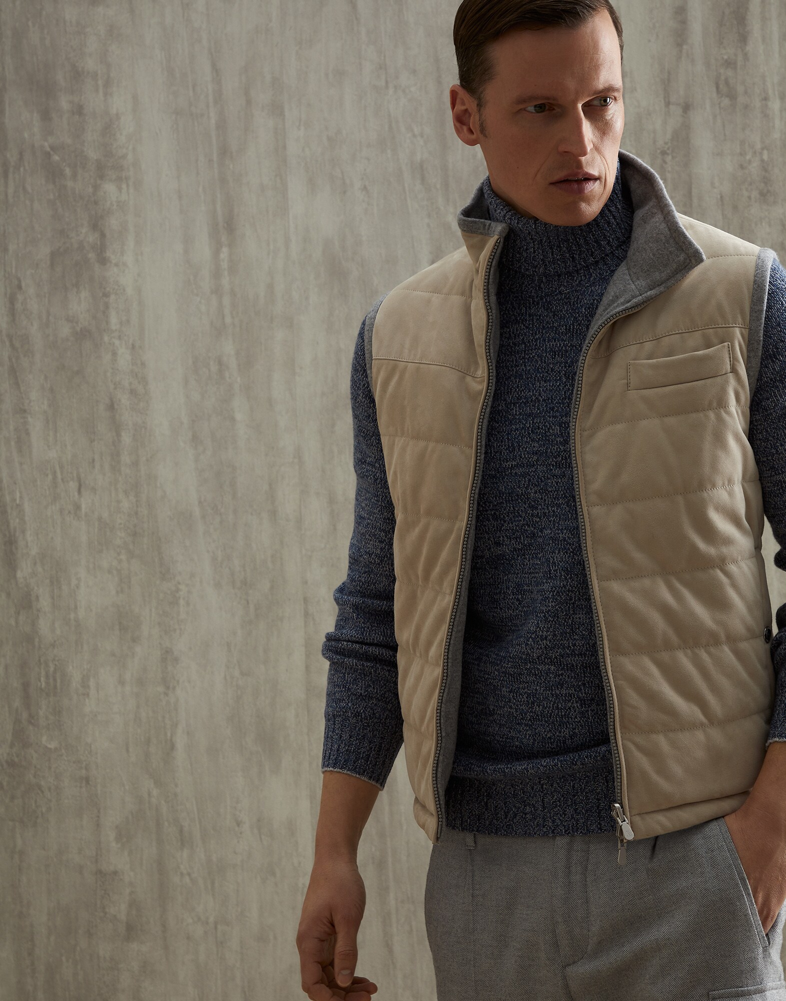 Reversible down vest Biscuit Man - Brunello Cucinelli