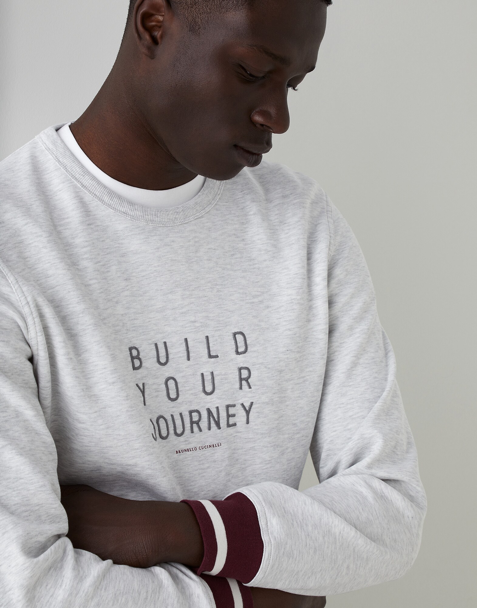 French terry sweatshirt Light Grey Man - Brunello Cucinelli