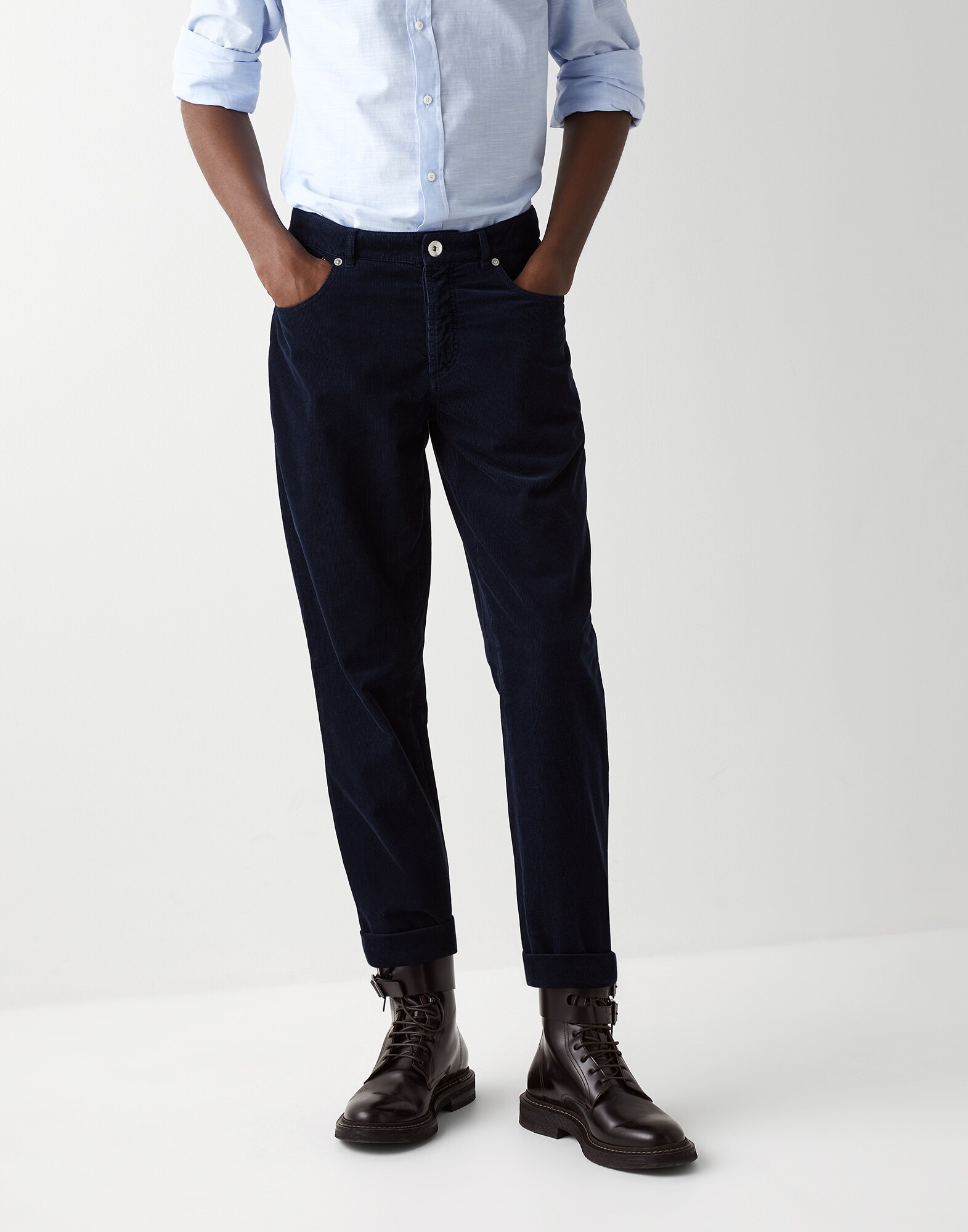 Five-pocket trousers Navy Blue Man - Brunello Cucinelli