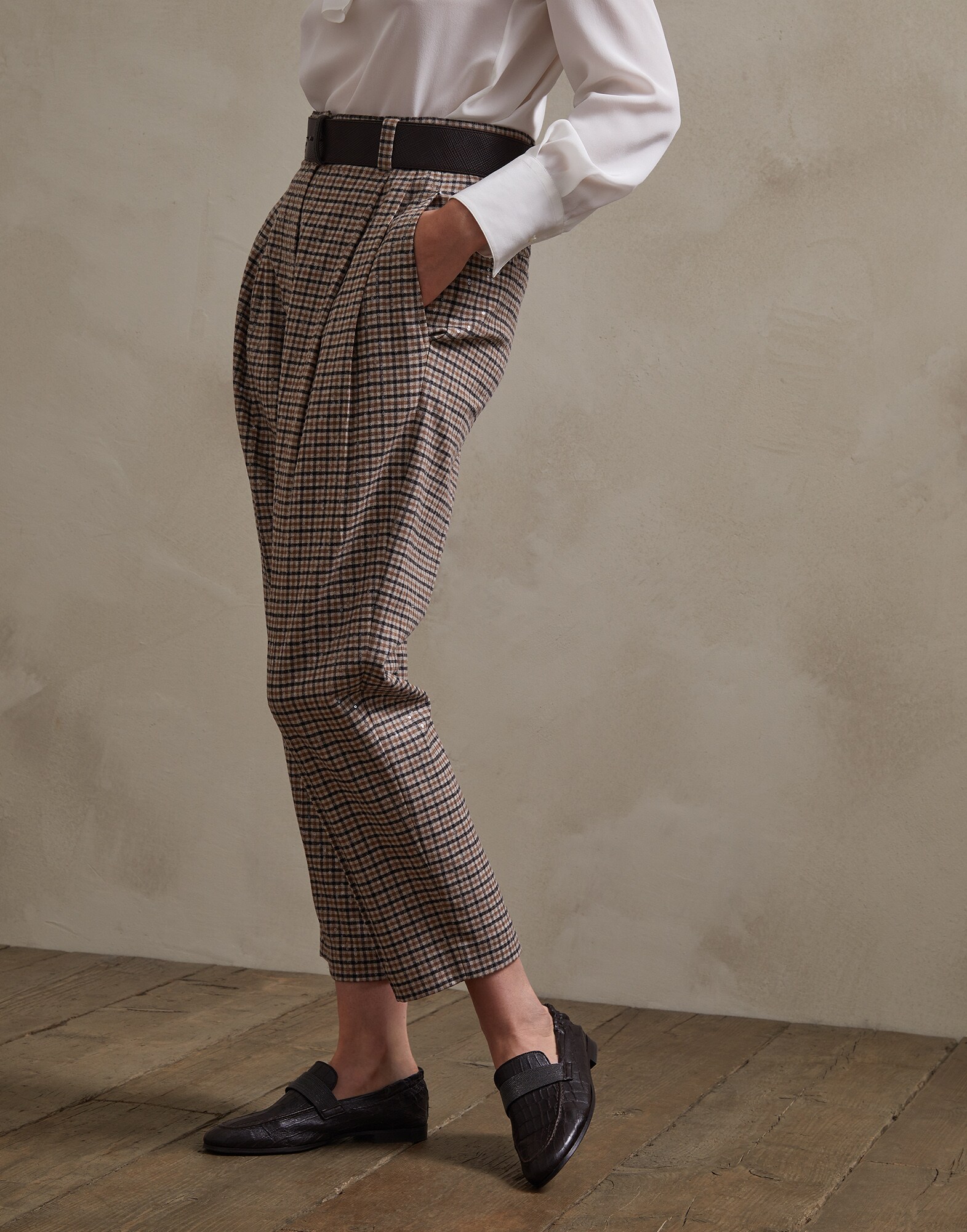 Trousers Beige Woman 0 - Brunello Cucinelli
