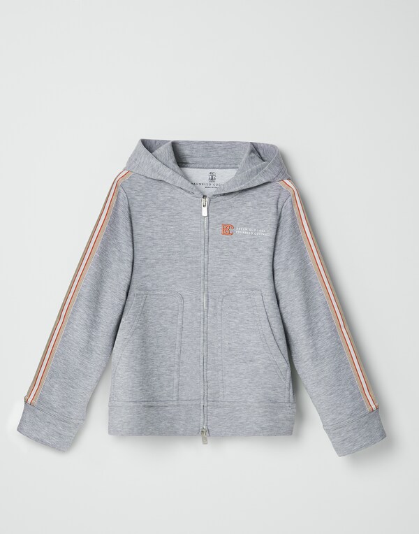 Hooded zip-up sweatshirt Grey Boy - Brunello Cucinelli