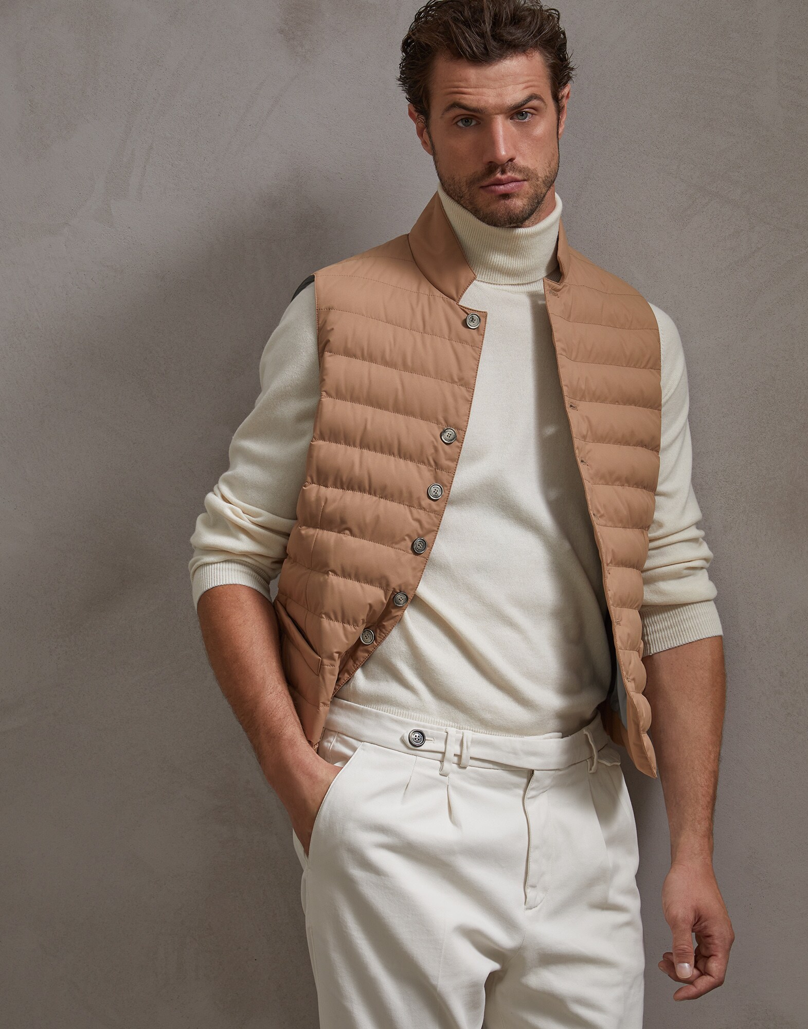 羽绒背心 咖啡色 男款 4 - Brunello Cucinelli