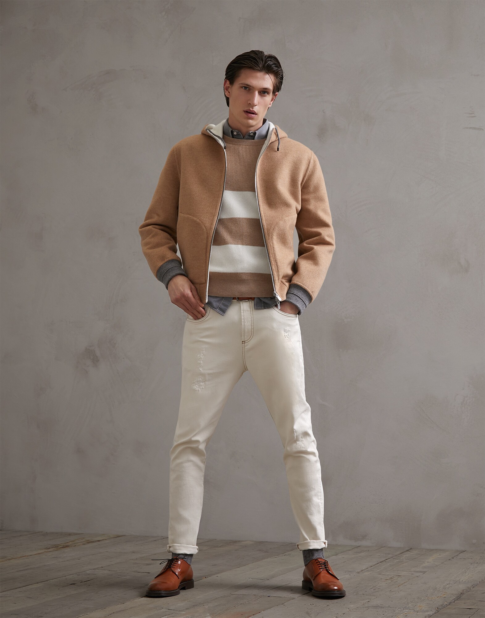 Casual Shirt Grey Denim Man 4 - Brunello Cucinelli