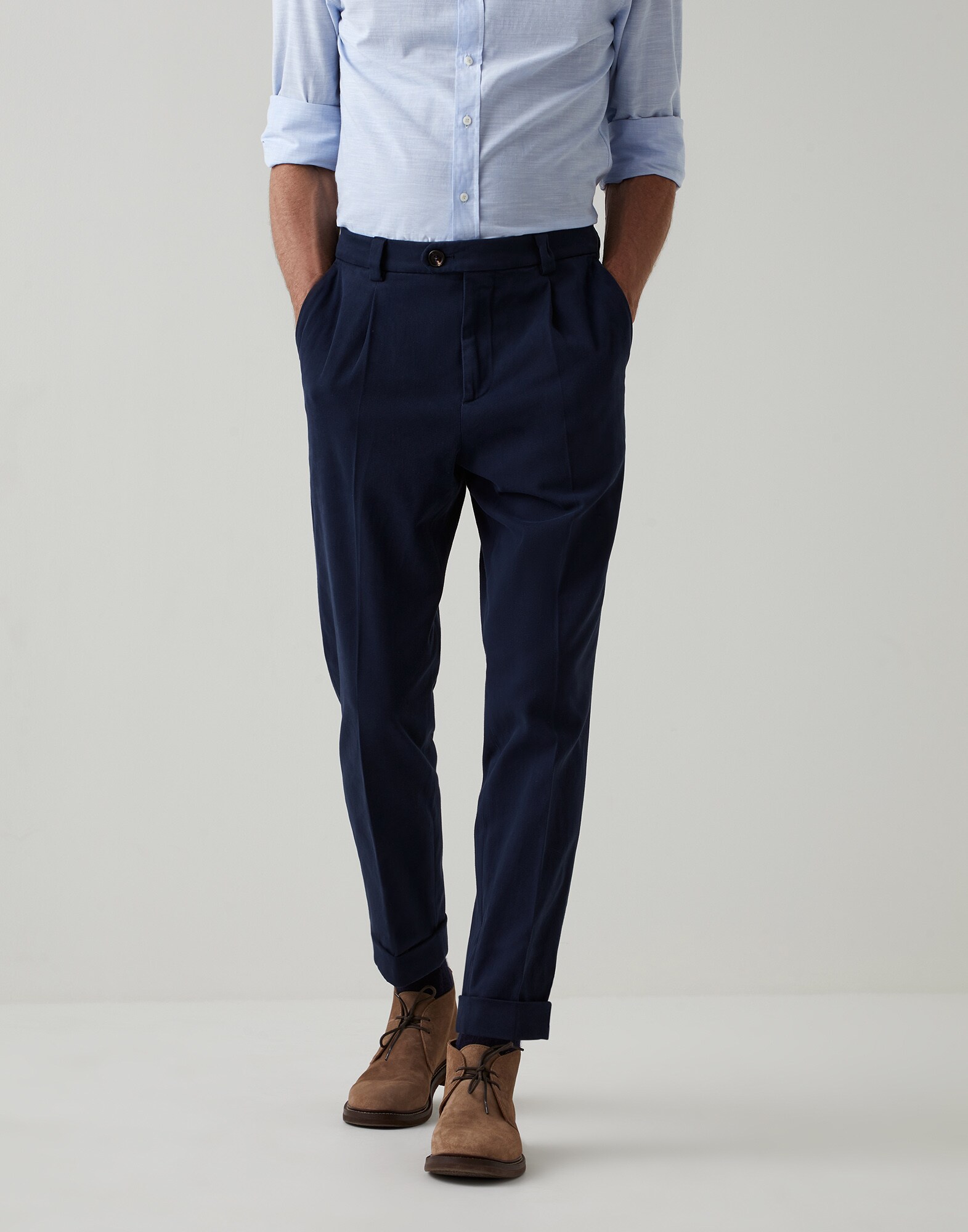 Drill trousers Cobalt Man - Brunello Cucinelli