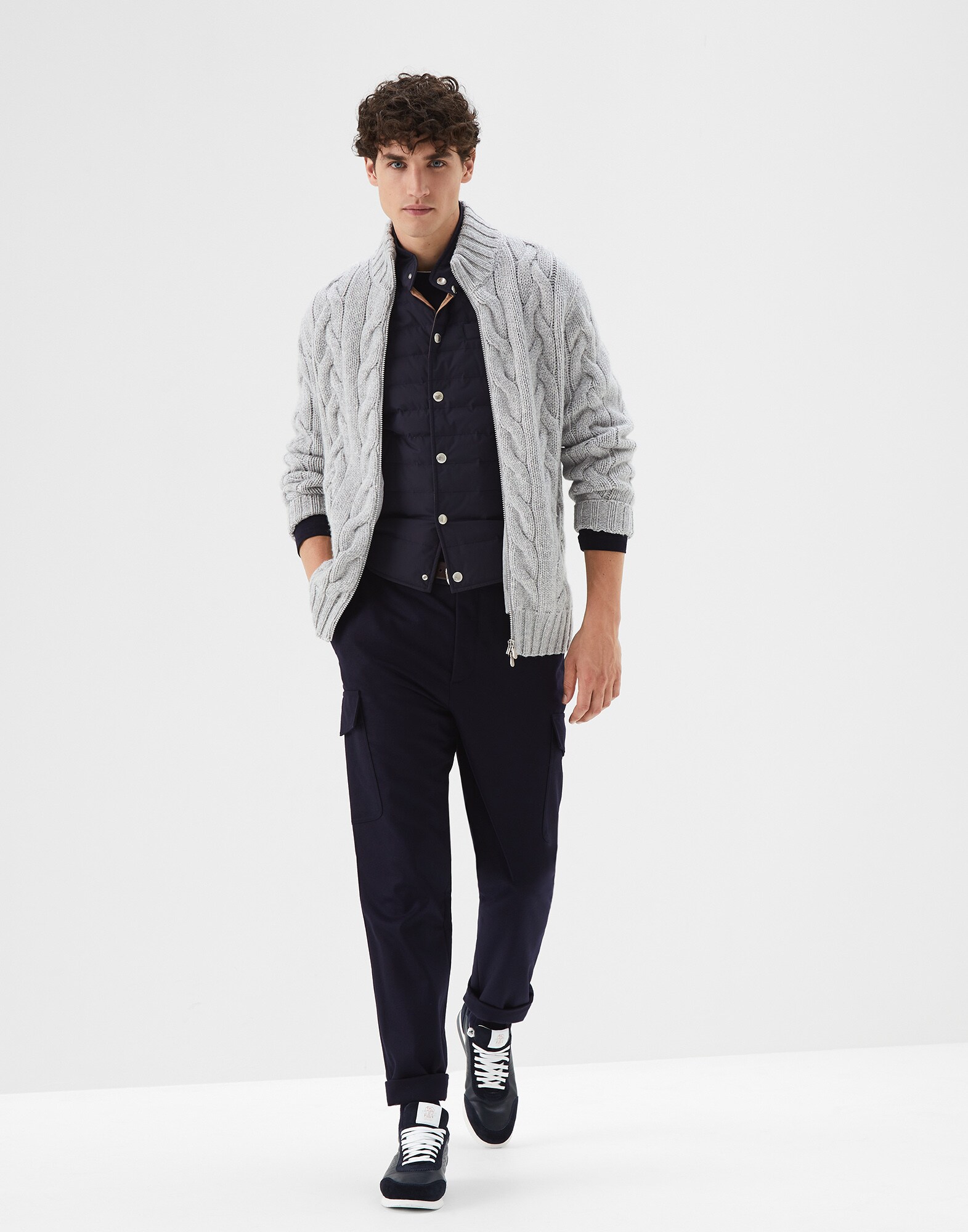 Long Sleeve T-Shirt Navy Blue Man 4 - Brunello Cucinelli