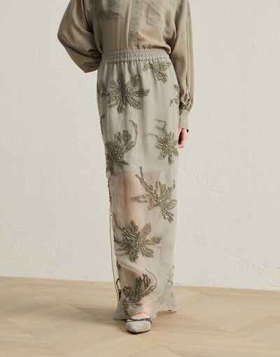 Silk skirt Khaki Woman -
                        Brunello Cucinelli
                    