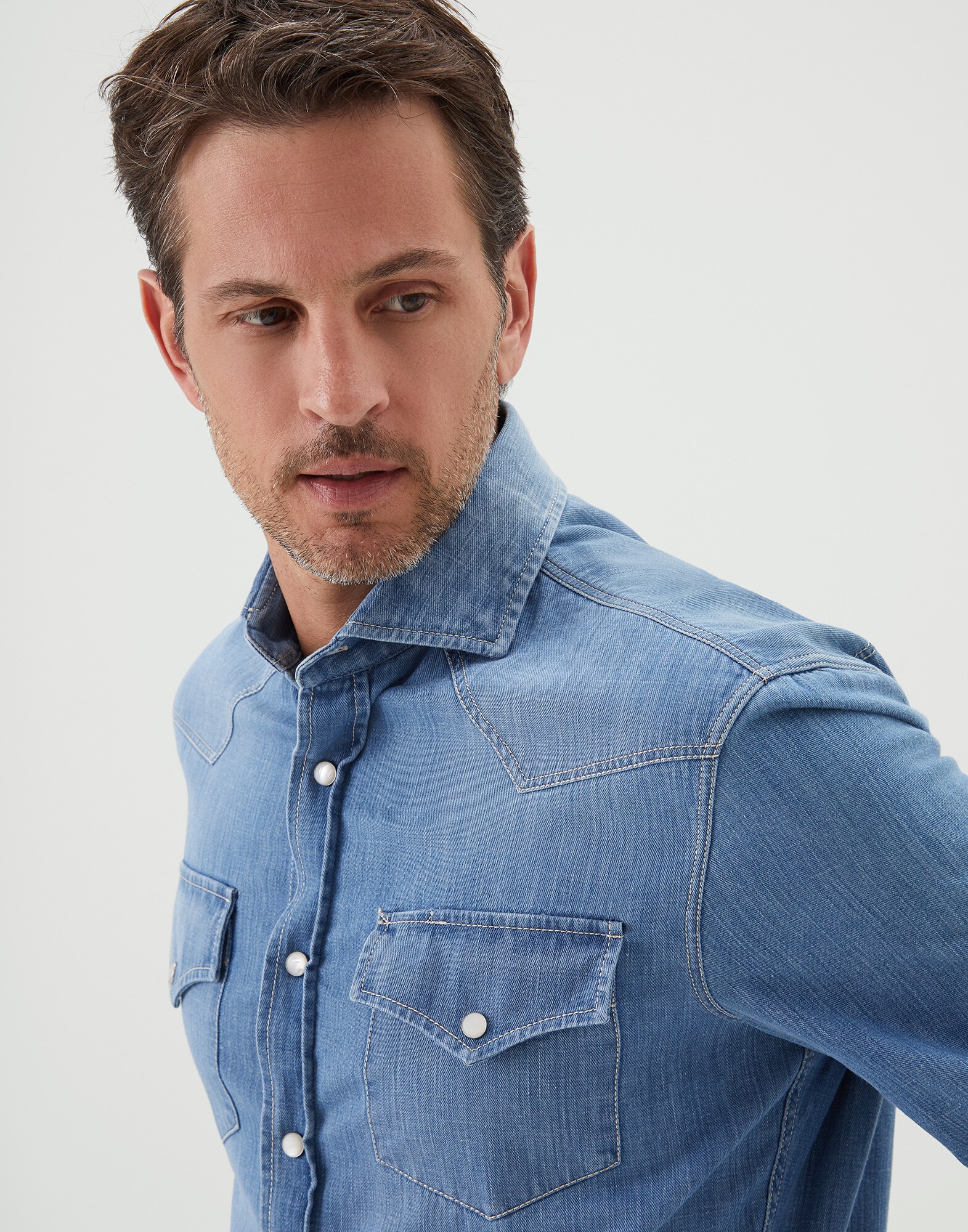 Casual Shirt Denim Man 0 - Brunello Cucinelli