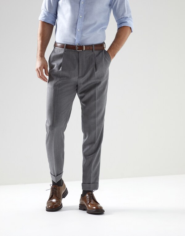 Chevron trousers Light Grey Man - Brunello Cucinelli 