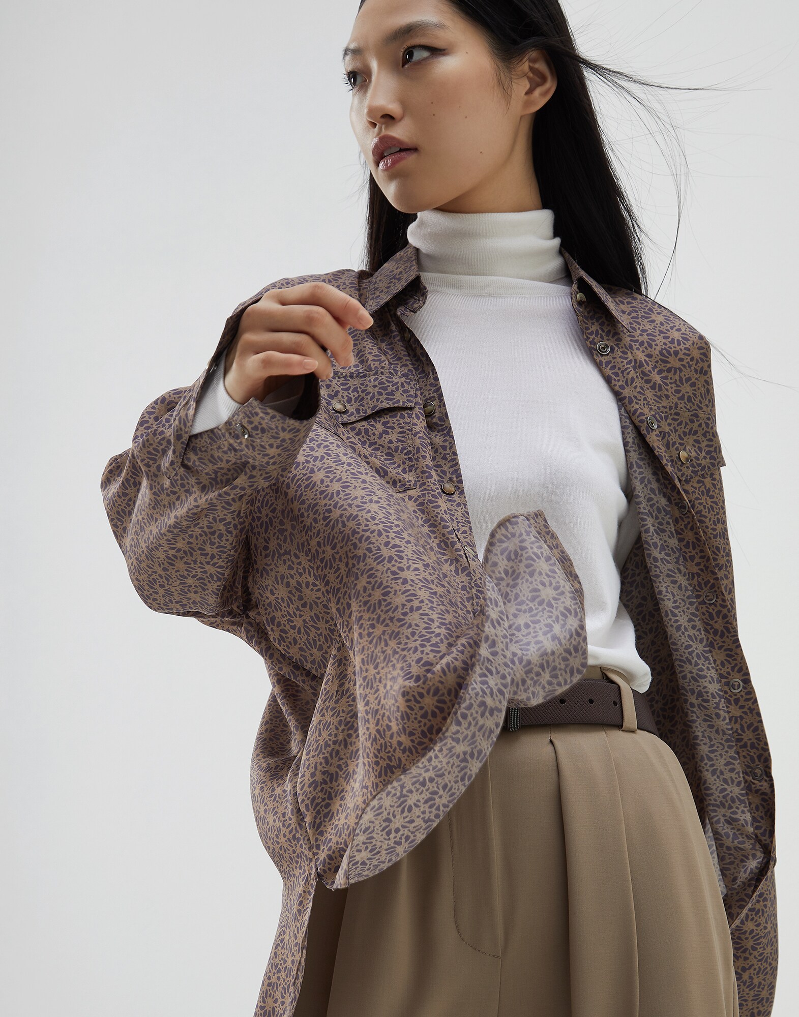 Silk Shirt Lilac Woman 0 - Brunello Cucinelli