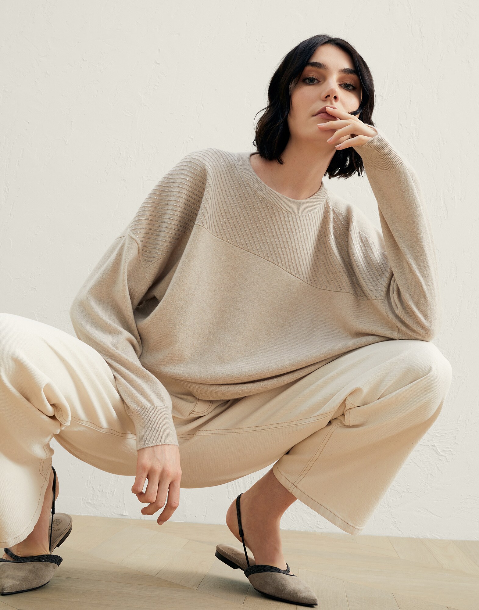 Cashmere sweater Cool Beige Woman - Brunello Cucinelli
