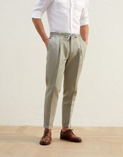 Gabardine garment dyed trousers Khaki Man -
                        Brunello Cucinelli
                    
