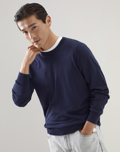 Lightweight sweater Navy Blue Man - Brunello Cucinelli 