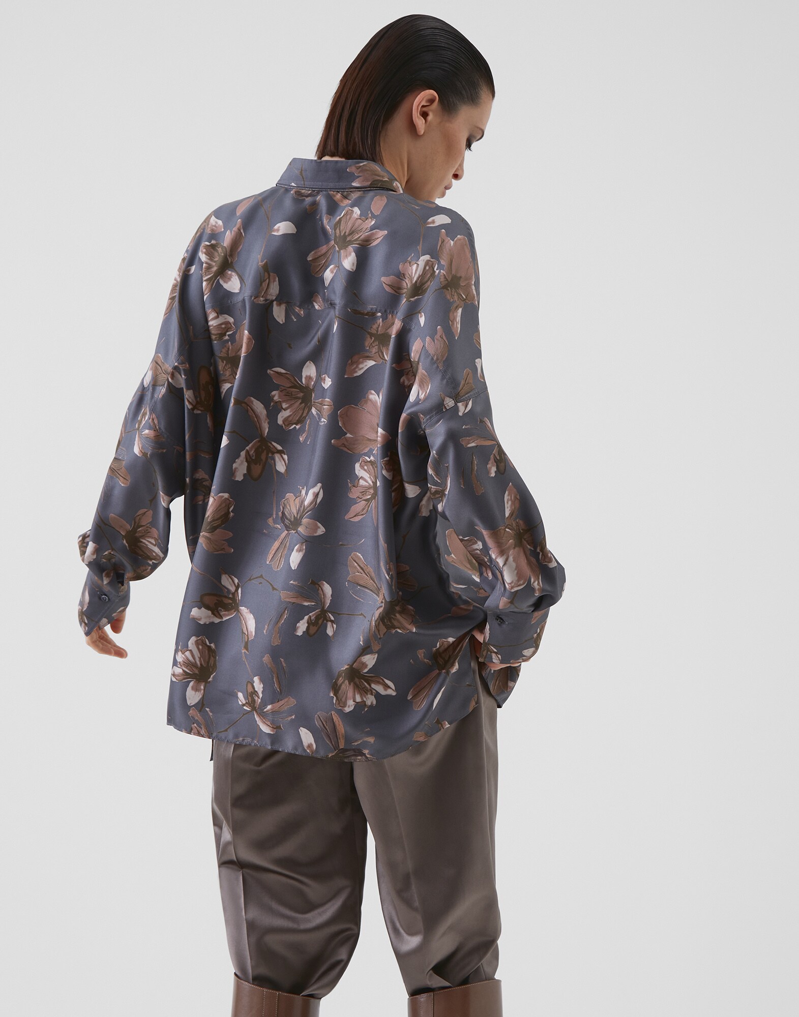 Silk Shirt Dark Grey Woman 2 - Brunello Cucinelli