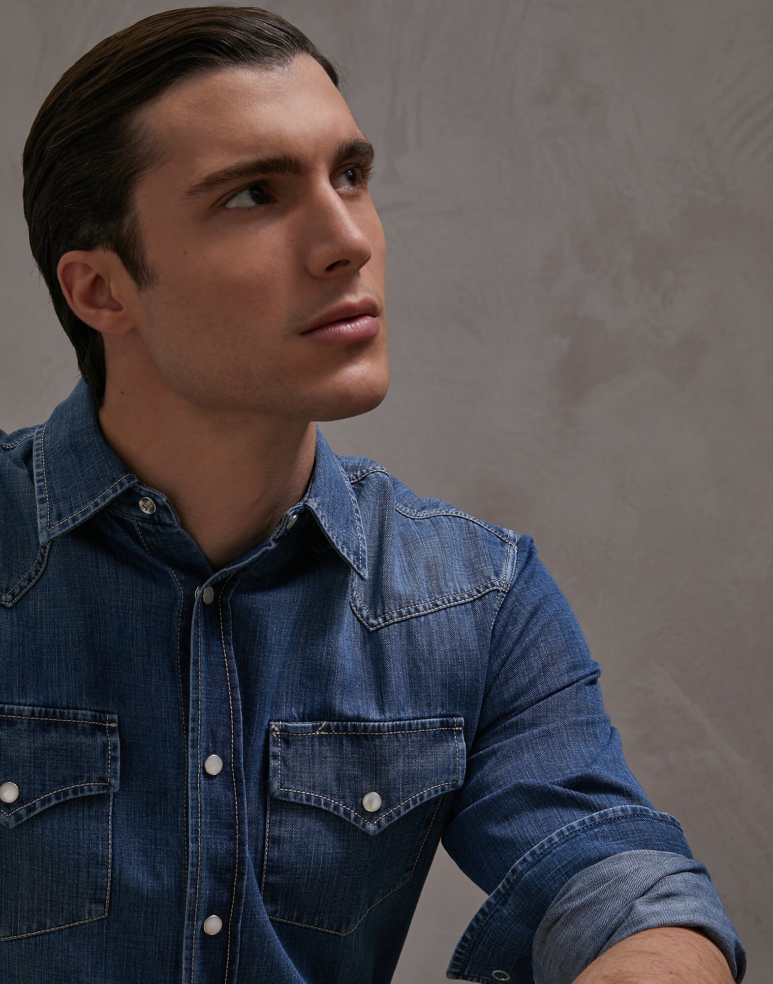 Casual Shirt Dark Denim Man 3 - Brunello Cucinelli