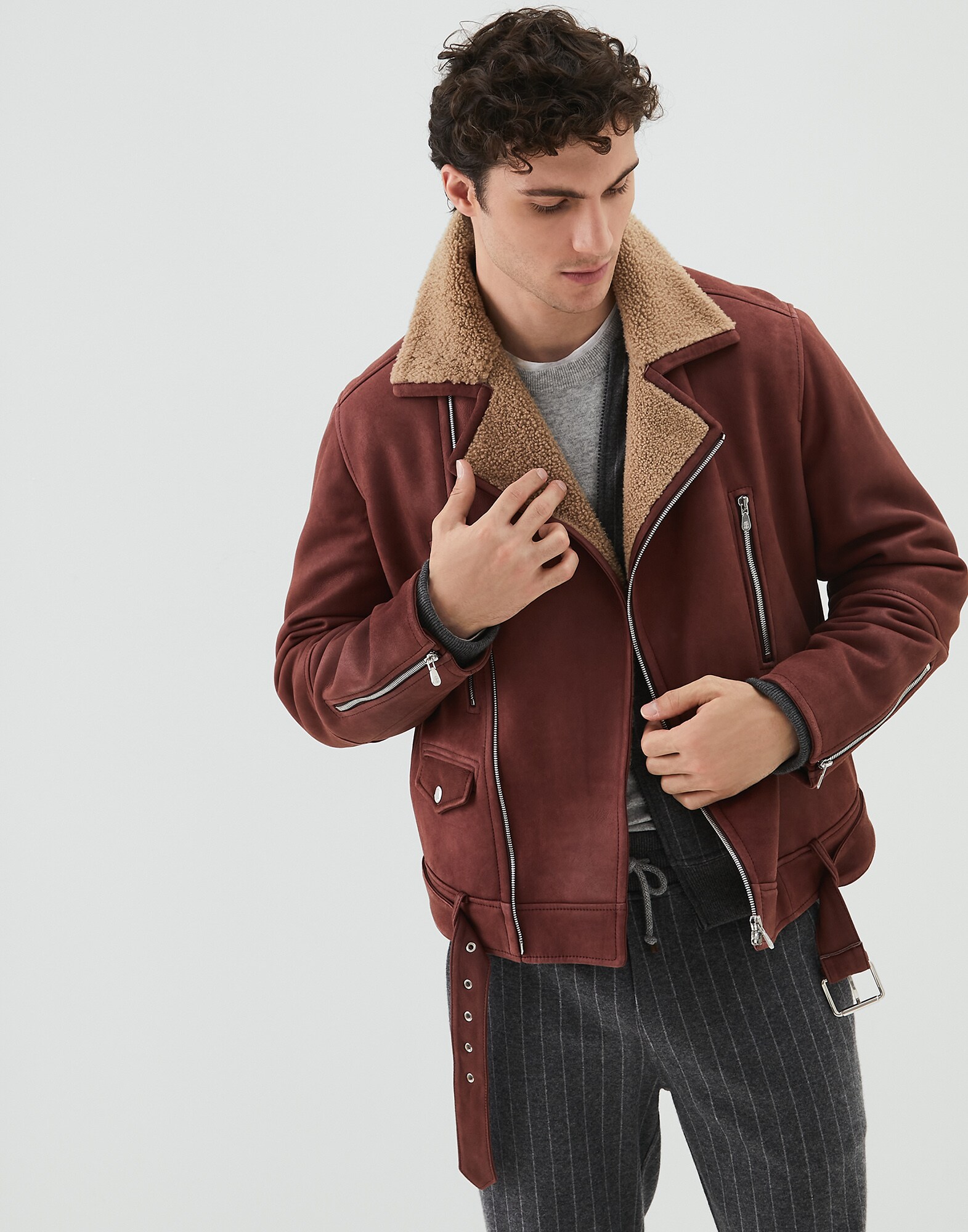 Leather Amaranth Red Man 0 - Brunello Cucinelli