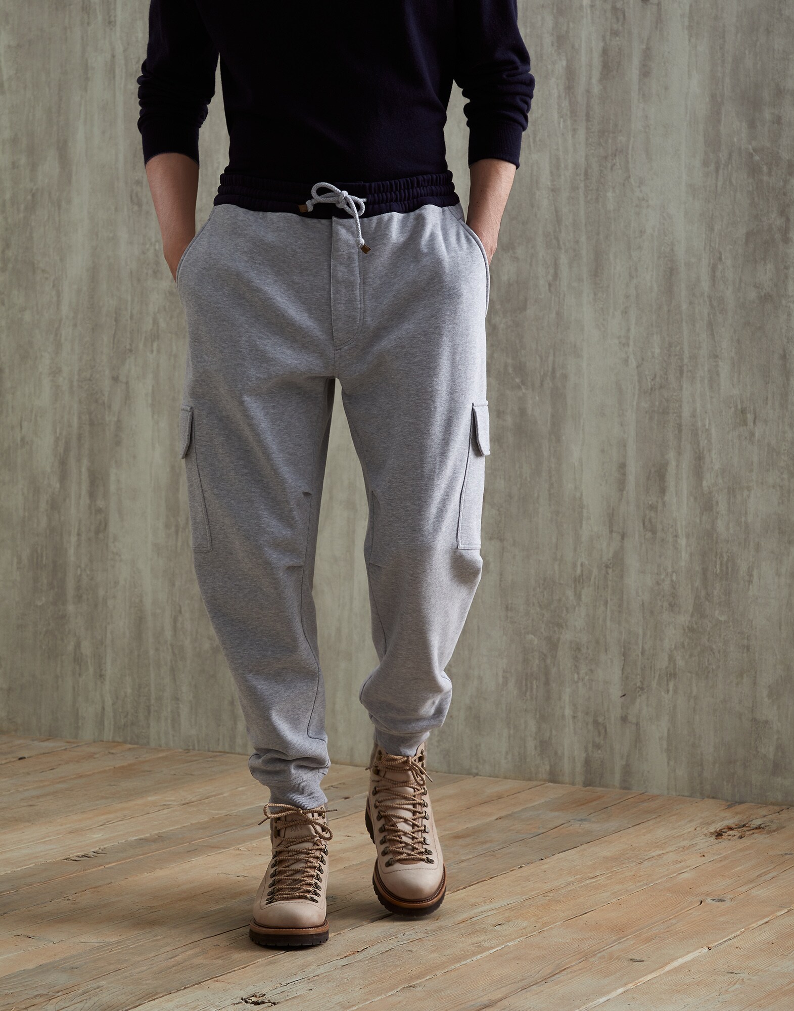 Trousers with drawstring Grey Man - Brunello Cucinelli