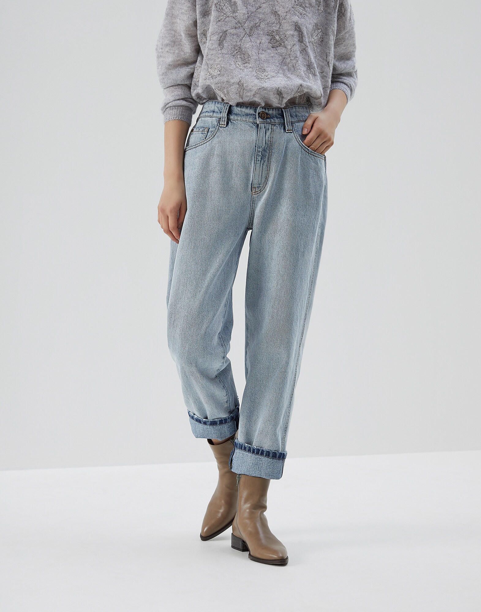 牛仔长裤 很浅色的牛仔布 女款 0 - Brunello Cucinelli