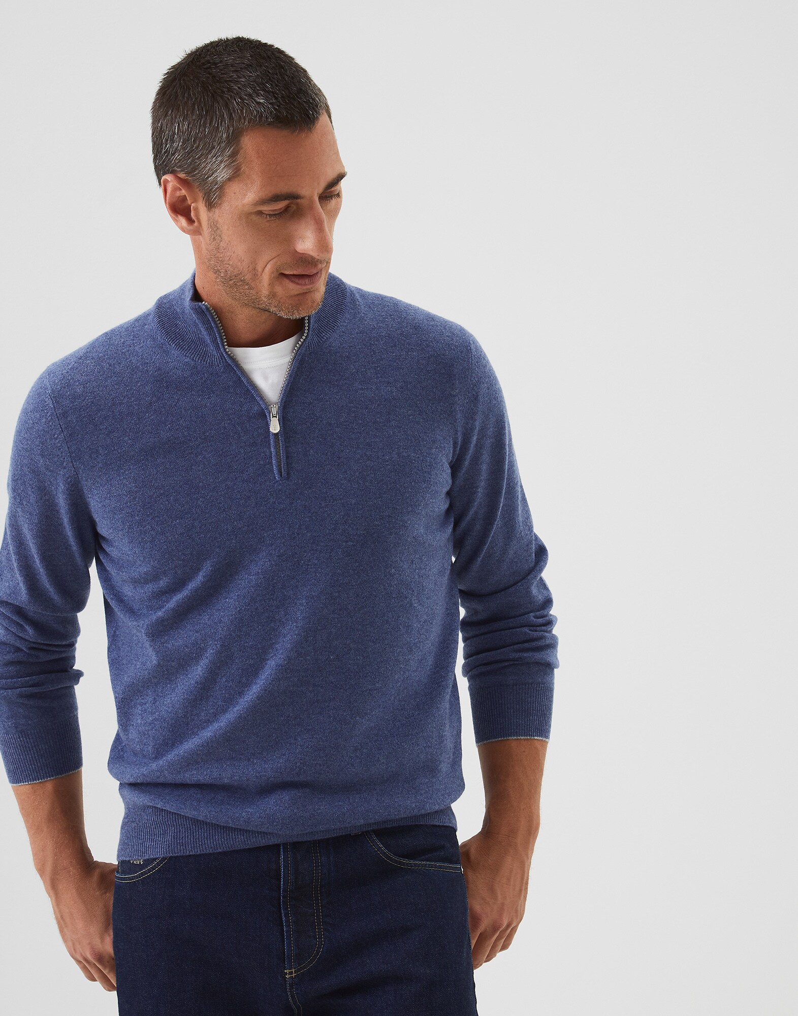Cashmere sweater Denim Man - Brunello Cucinelli
